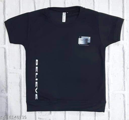 Boys Cotton Blend Printed T-Shirt Navy Blue