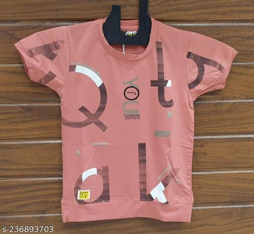 Boys' Cotton Round Neck Printed T-Shirt – Soft Half Sleeve Casual Wear for Kids