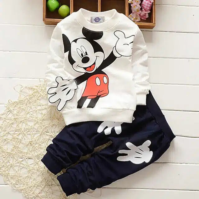 Boys Off White and Black Full Sleeve Tracksuit